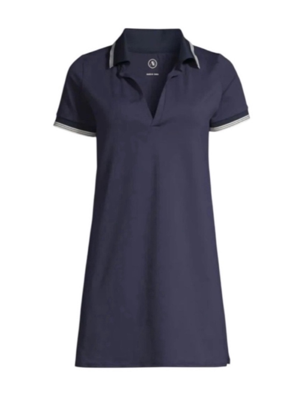 ADDISON BAY Jersey Polo Dress Navy White Contrast Trim on Collar and Sleeves S